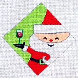 click here to view larger image of Santa w/Wine (hand painted canvases)