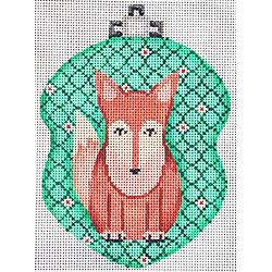 click here to view larger image of Fox on Green Ornament (hand painted canvases)