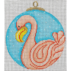 click here to view larger image of Flamingo on Aqua Ornament (hand painted canvases)