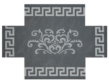 click here to view larger image of Filigree and Greek Key on Gray (hand painted canvases)