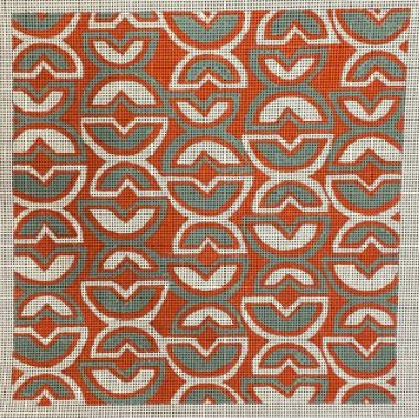 click here to view larger image of Geometric Burnt Orange/Gray  (hand painted canvases)