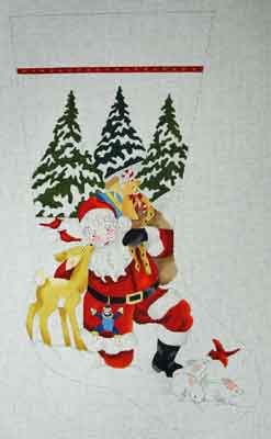 click here to view larger image of Santa w/Fawn (hand painted canvases)