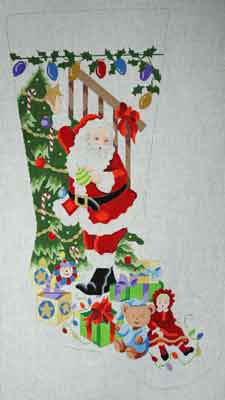click here to view larger image of Santa with Tree/Lights II    (hand painted canvases)