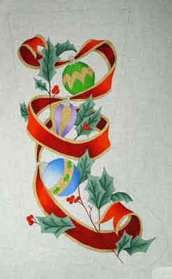 click here to view larger image of Ribbon w/Ornaments (hand painted canvases)