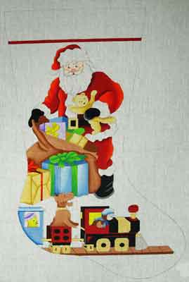 click here to view larger image of Santa w/Train (hand painted canvases)