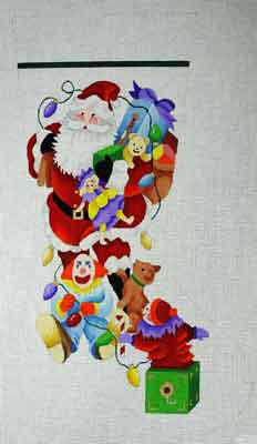 click here to view larger image of Santa w/Clown (hand painted canvases)