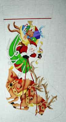click here to view larger image of Santa w/Reindeer (hand painted canvases)