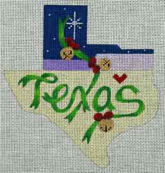 click here to view larger image of Texas Shape - Christmas Bells (hand painted canvases)