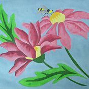 click here to view larger image of Flower and Bee (hand painted canvases)
