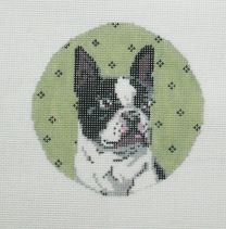 click here to view larger image of Boston Terrier Round (hand painted canvases)