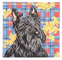 click here to view larger image of Scottie on Plaid (hand painted canvases)