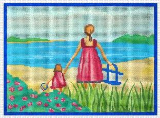 click here to view larger image of Mother and Daughter at Beach (hand painted canvases)