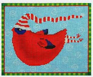 click here to view larger image of Red Bird w/Cap (hand painted canvases)