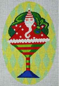 click here to view larger image of Santa in Martini Glass (hand painted canvases)