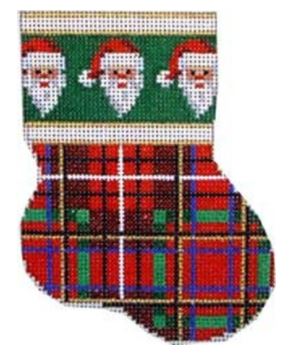 click here to view larger image of Santas Cuff/Plaid Mini Sock (hand painted canvases)