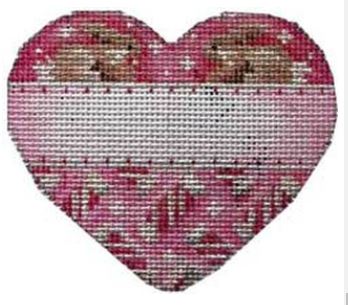 click here to view larger image of Pink Bunnies Heart (hand painted canvases)