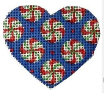 click here to view larger image of Peppermint Rounds Heart (hand painted canvases)