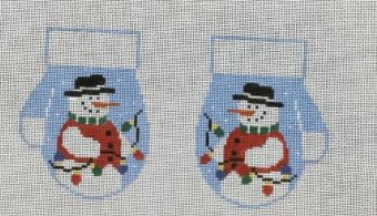 click here to view larger image of December/Snowman Mittens (hand painted canvases)