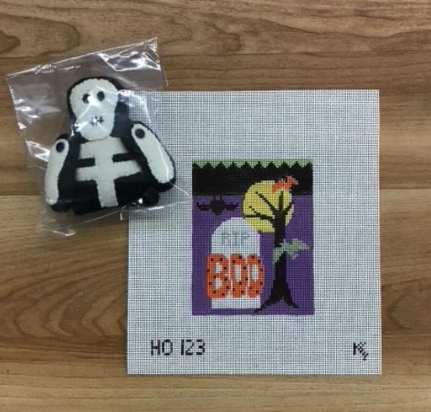 click here to view larger image of Graveyard Treat Bag w/Skeleton (hand painted canvases)