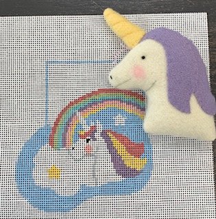 click here to view larger image of Rainbow Mini Sock w/Unicorn (hand painted canvases)