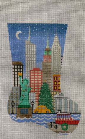 click here to view larger image of New York City Stocking (hand painted canvases)