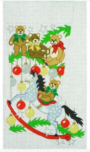 click here to view larger image of Teddy Bear Stocking (hand painted canvases)