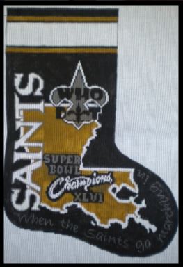 click here to view larger image of Saints Stocking (hand painted canvases)