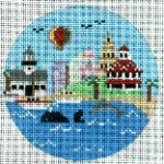 click here to view larger image of Travel Round - San Diego (beach) (hand painted canvases)