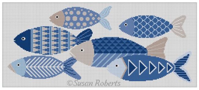 click here to view larger image of Fish Block (hand painted canvases)