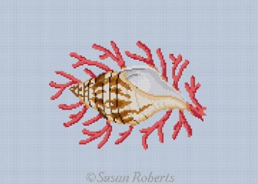 click here to view larger image of Tulip Shell w/Coral (hand painted canvases)