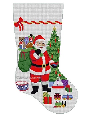 click here to view larger image of Santa Gifting Boy Toys Stocking (hand painted canvases)
