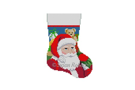 click here to view larger image of Santa w/Bag Mini Stocking (hand painted canvases)