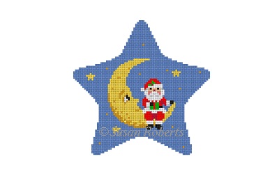 click here to view larger image of Star - Santa Sitting on Moon (hand painted canvases)