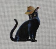 click here to view larger image of Black Cat w/Sun Hat (hand painted canvases)