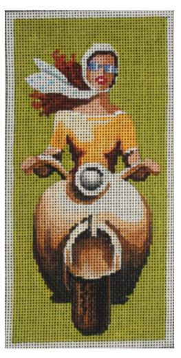 click here to view larger image of Moped Girl Eyeglass Case (hand painted canvases)