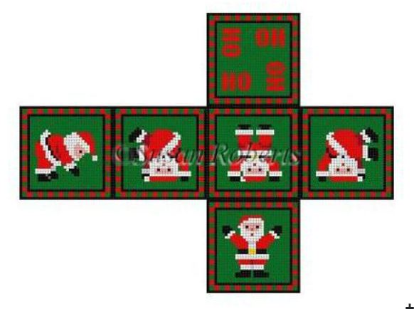 click here to view larger image of Tumbling Santas - Cube Ornament (hand painted canvases)