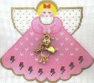 click here to view larger image of Key to My Heart Angel w/Charms (hand painted canvases)