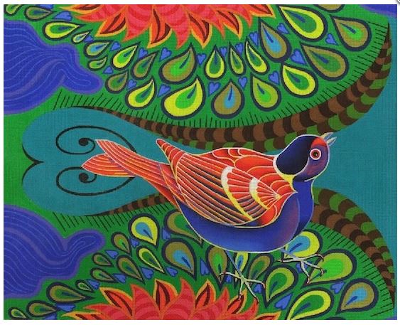 click here to view larger image of Exotic Bird - Blue (hand painted canvases)