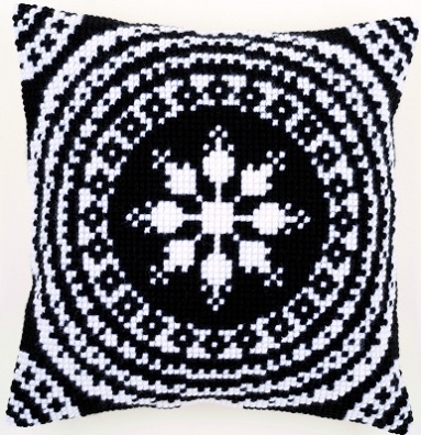 click here to view larger image of Black and White Cushion (needlepoint kits)