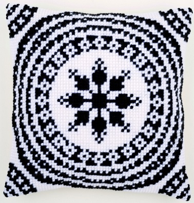click here to view larger image of Black and White Cushion (needlepoint kits)