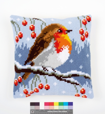 click here to view larger image of Red Robin in Winter Cushion (needlepoint kits)