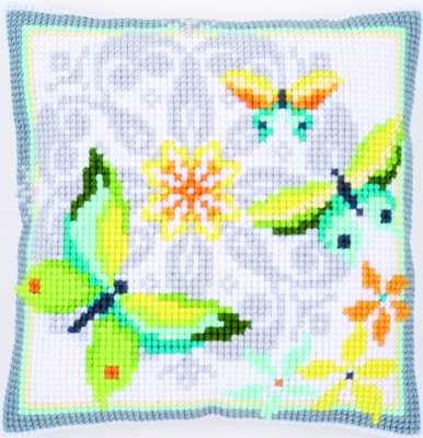 click here to view larger image of Butterflies and Flowers Cushion (needlepoint kits)