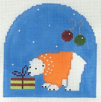 click here to view larger image of Polar Bear/Orange Sweater (hand painted canvases)