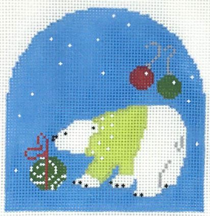 click here to view larger image of Polar Bear/Lime Green Sweater (hand painted canvases)
