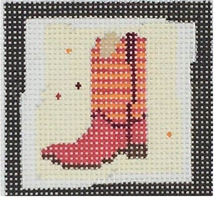 click here to view larger image of Red Cowboy Boot (hand painted canvases)