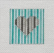 click here to view larger image of Silver Heart-Tiffany Blue Stripes (hand painted canvases)