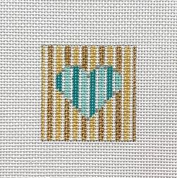 click here to view larger image of Turquoise Heart-Gold Stripes (hand painted canvases)