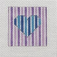 click here to view larger image of Blue Heart-Lilac Stripes (hand painted canvases)
