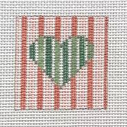 click here to view larger image of Sage Green Heart-Melon Stripes  (hand painted canvases)