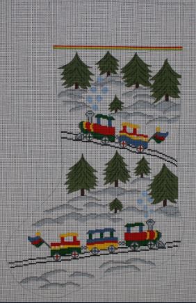 click here to view larger image of Large Stocking - Choo Choo (hand painted canvases)